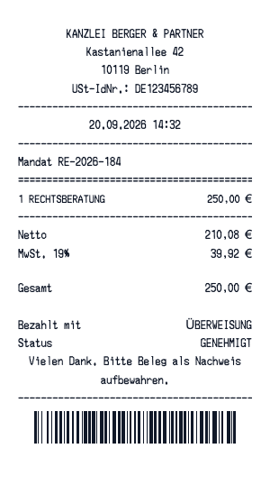 Anwaltsbeleg - Belegvorschau