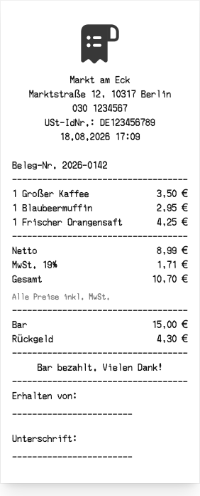 Barquittung - Belegvorschau