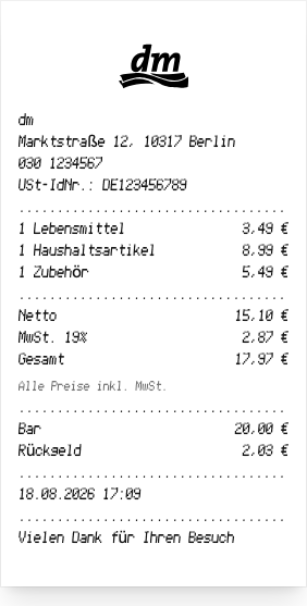 dm - Belegvorschau