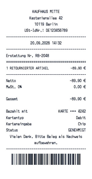 Erstattungsbeleg - Belegvorschau