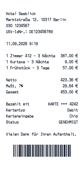 Hotelquittung - Belegvorschau