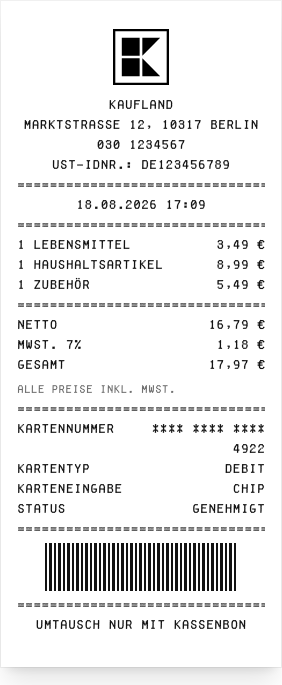 Kaufland - Belegvorschau