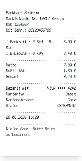 Parkquittung - Belegvorschau