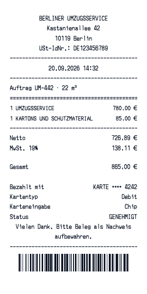 Umzugsbeleg - Belegvorschau