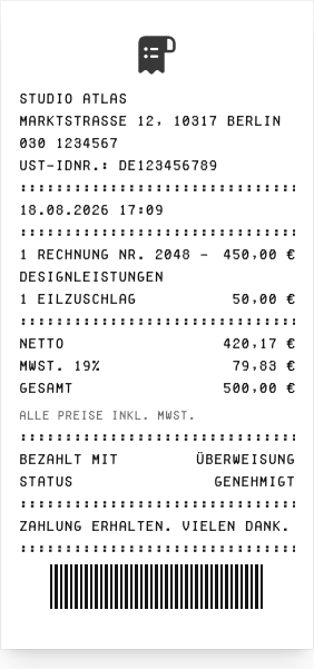 Zahlungsquittung - Belegvorschau