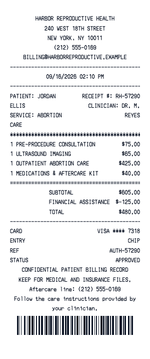 Abortion - Receipt preview
