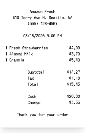Amazon Fresh - Receipt preview