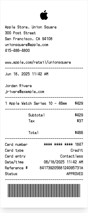 Apple Store - Receipt preview