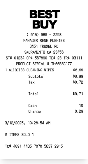 Best Buy - Receipt preview