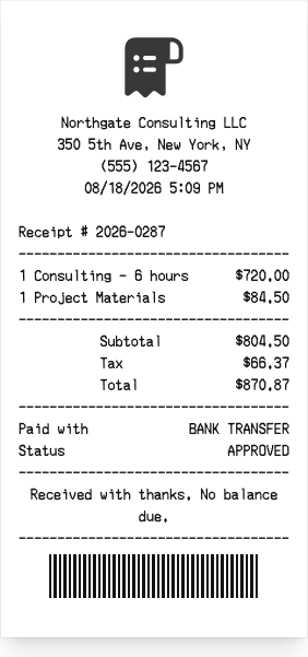 Business receipt - Receipt preview