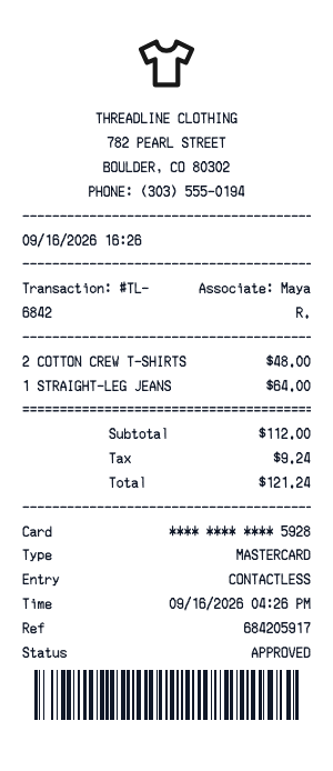 Clothing - Receipt preview