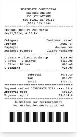 Expense - Receipt preview