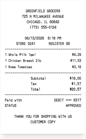 Grocery receipt - Receipt preview