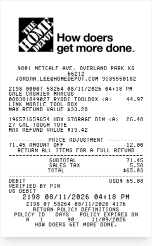 The Home Depot - Receipt preview