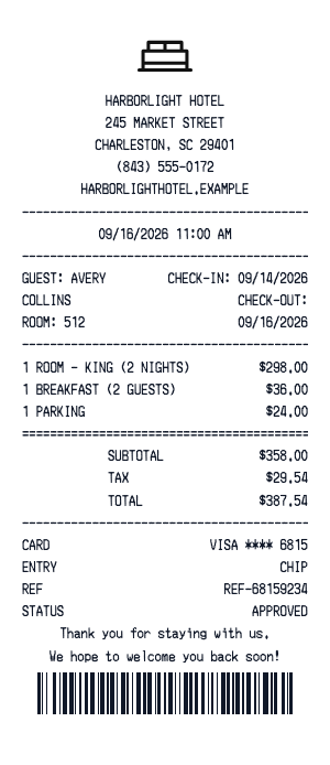 Hotel receipt - Receipt preview