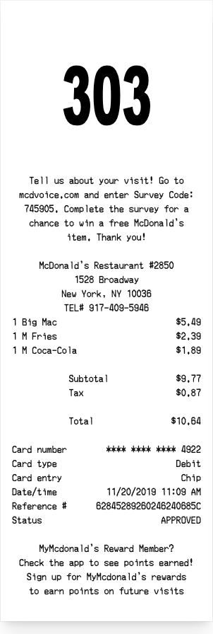 McDonald's - Receipt preview
