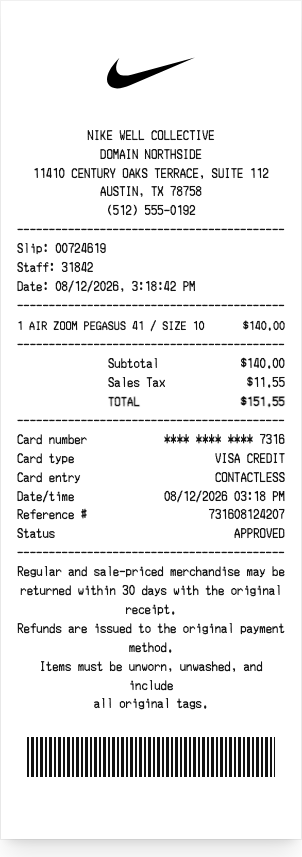 Nike - Receipt preview