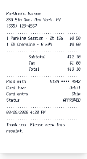 Parking receipt - Receipt preview