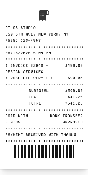Payment receipt - Receipt preview