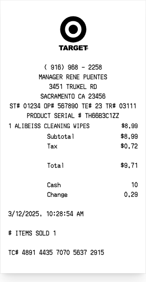 Target - Receipt preview