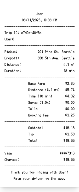 Uber - Receipt preview