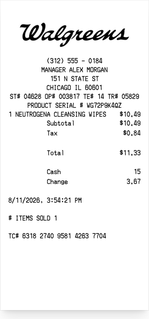 Walgreens - Receipt preview