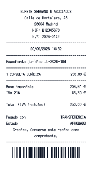 Recibo de abogado - Vista previa del recibo