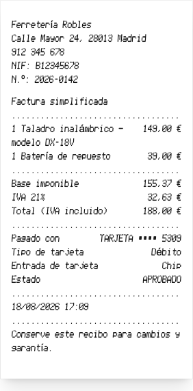 Recibo de compra - Vista previa del recibo