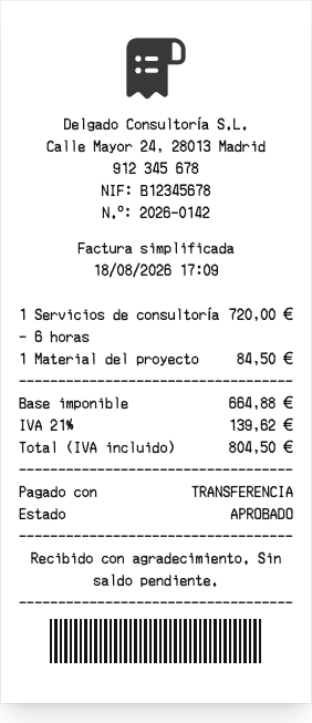 Recibo de empresa - Vista previa del recibo