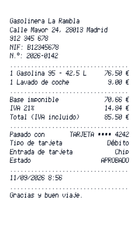 Recibo de gasolina - Vista previa del recibo