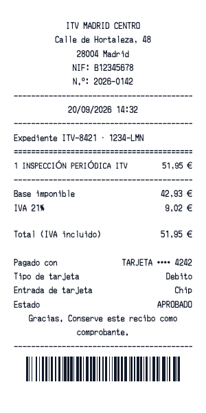 Recibo de ITV - Vista previa del recibo