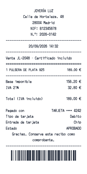 Recibo de joyería - Vista previa del recibo