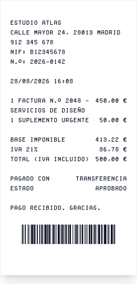 Recibo de pago - Vista previa del recibo