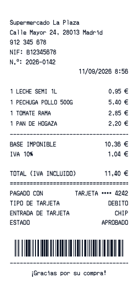 Recibo de supermercado - Vista previa del recibo