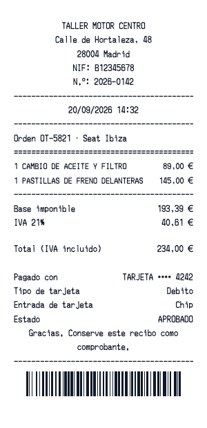 Recibo de taller mecánico - Vista previa del recibo