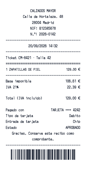 Recibo de zapatería - Vista previa del recibo