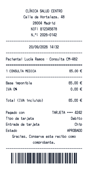Recibo médico - Vista previa del recibo