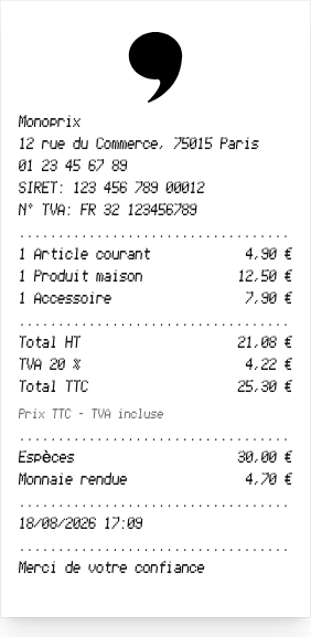 Monoprix - Aperçu du reçu