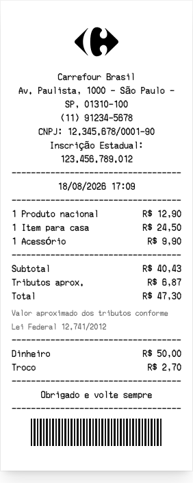 Carrefour Brasil - Prévia do recibo