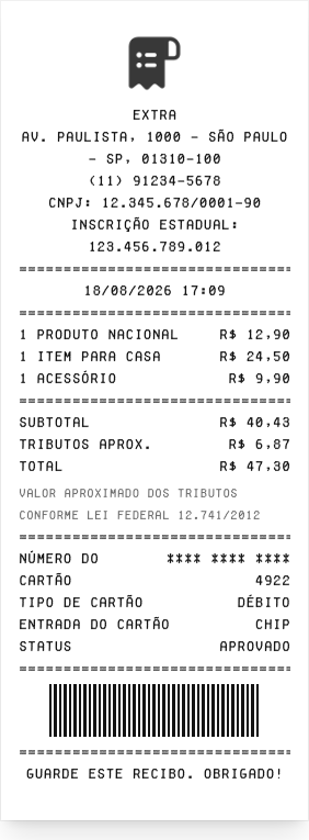 Extra - Prévia do recibo