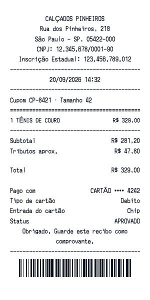 Recibo de calçados - Prévia do recibo