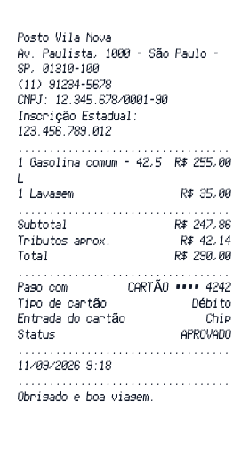 Recibo de combustível - Prévia do recibo
