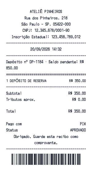 Recibo de depósito - Prévia do recibo