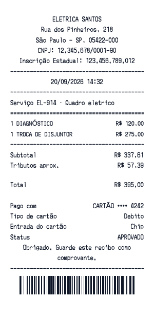 Recibo de eletricista - Prévia do recibo