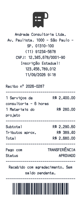 Recibo de empresa - Prévia do recibo