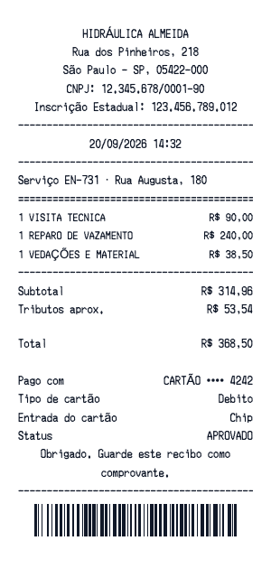 Recibo de encanador - Prévia do recibo