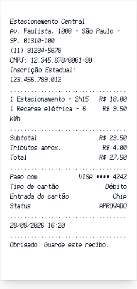 Recibo de estacionamento - Prévia do recibo