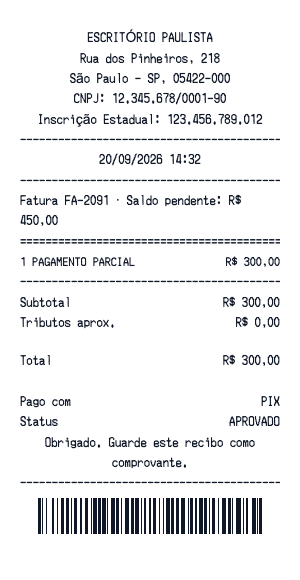 Recibo de pagamento parcial - Prévia do recibo