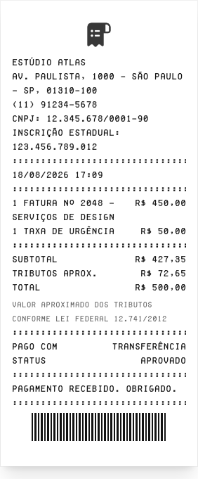 Recibo de pagamento - Prévia do recibo