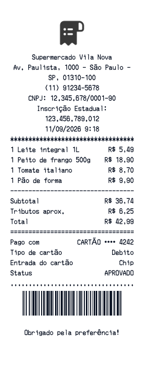 Recibo de supermercado - Prévia do recibo